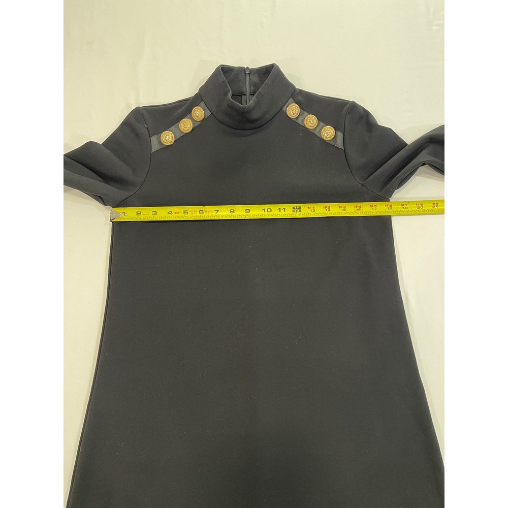 Tuckernuck Gold Button Mock Neck Dress Womens Small Black Mini Shift | Preppy - Picture 7 of 8